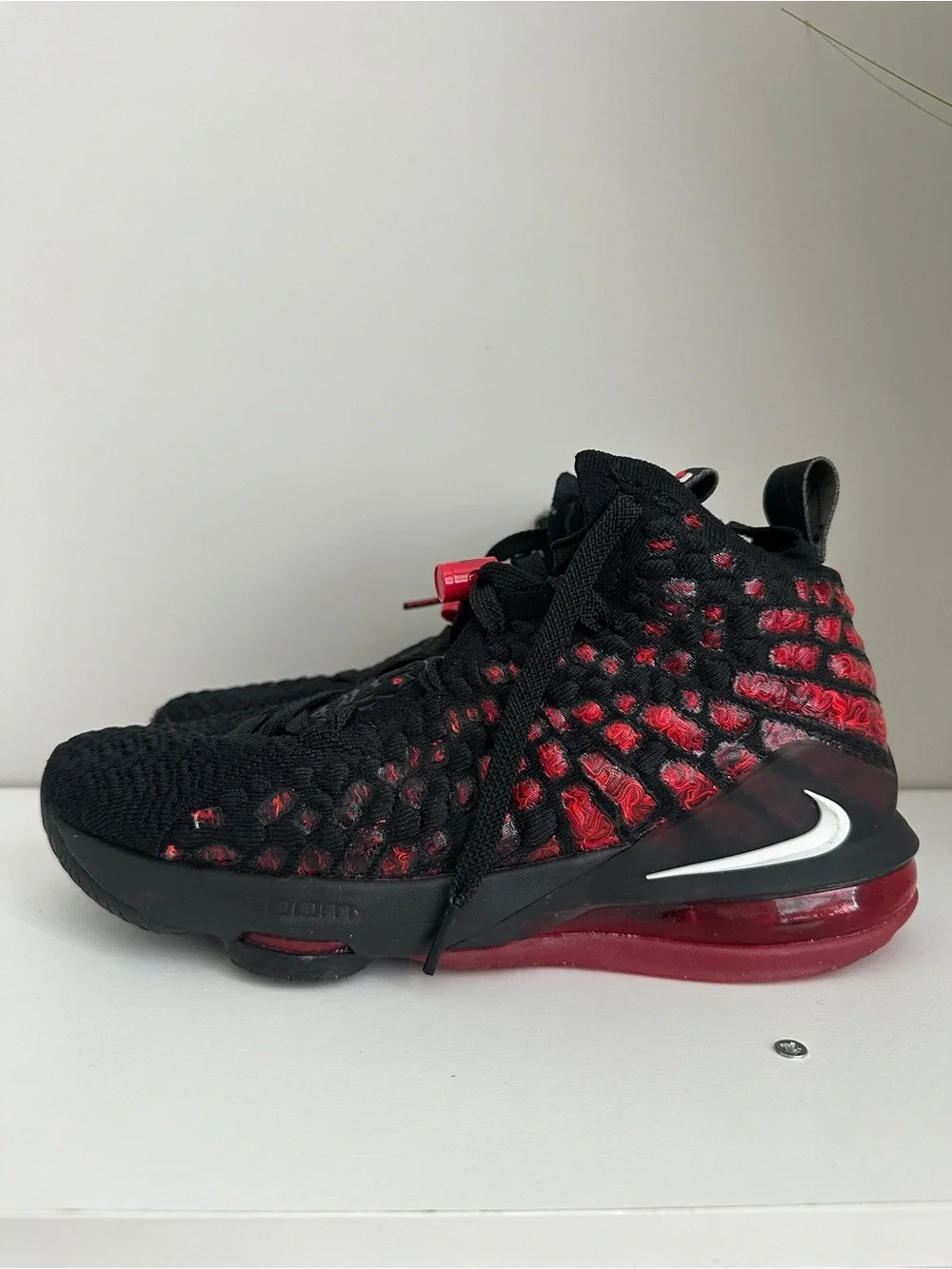 Nike Kids Black and Red Knit Basketball Sneakers LeBron XVII